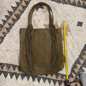 American Darling Green Fringe Tote Bag